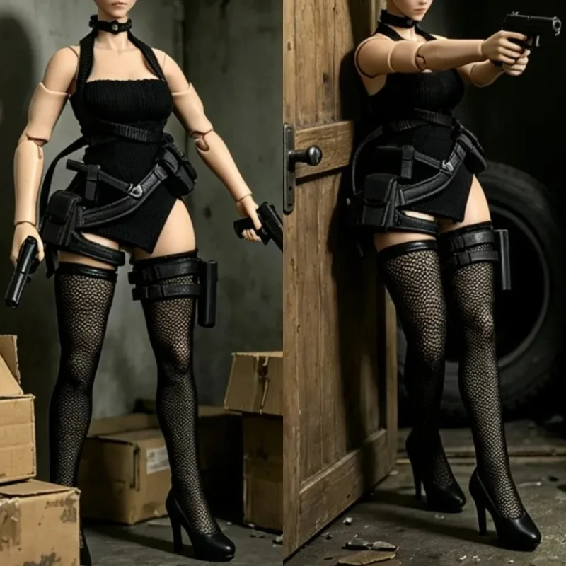 1/12 Scale Action Figures Soldier High Heels Skirt Waist Gun Holster Bag Accessories Model for 6'' Dolls Body Scene Decoration