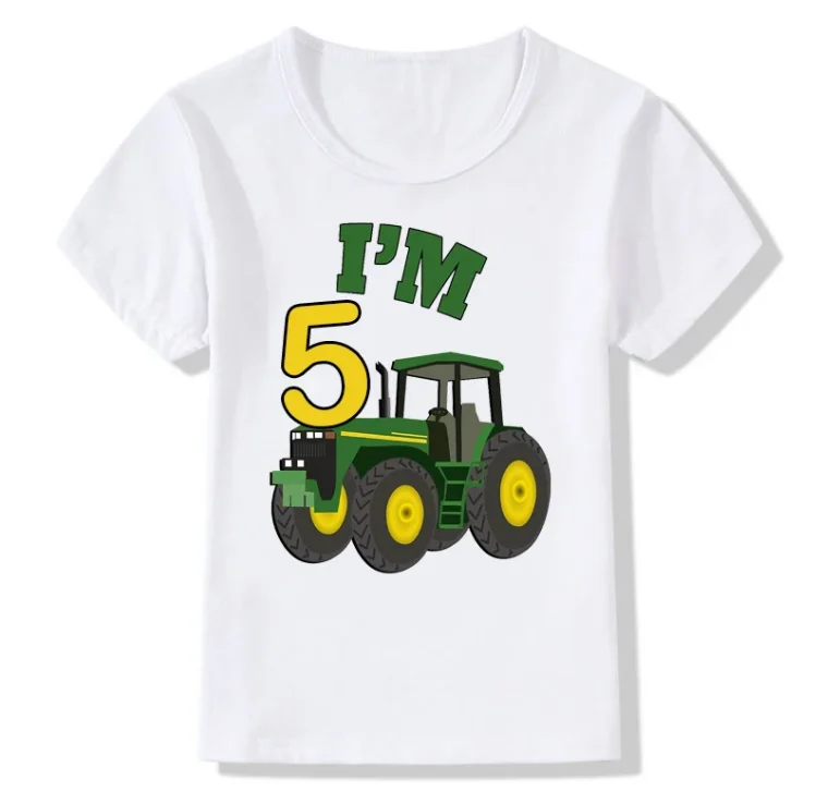 Funny Farm Theme Tractor 1-10 Birthday Number Print T Shirt Kids Birthday Boy&Girl Funny Gift Tshirt Present Children Clothes