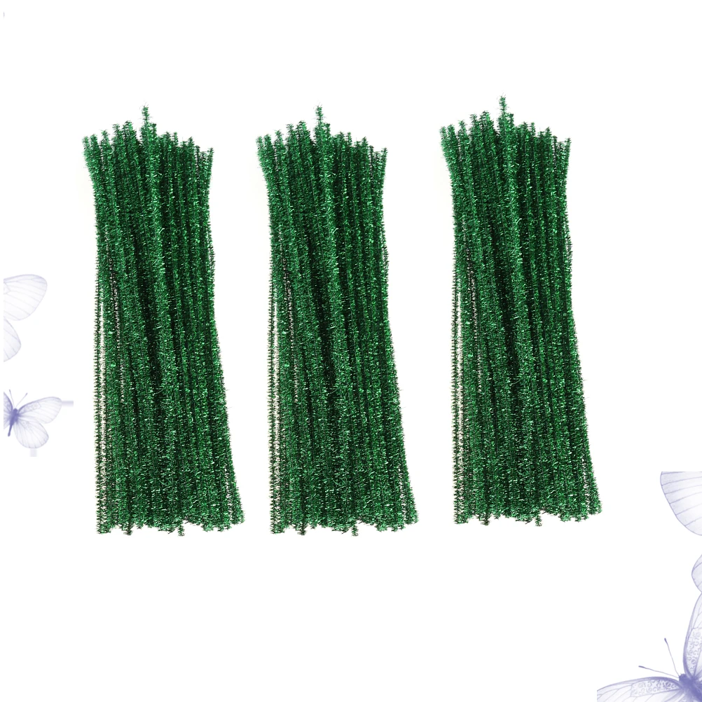 

300 PCS Tinsels Glitter Twist Stick Christmas Rod Bendable Bar Flash Twisted Green DIY Child