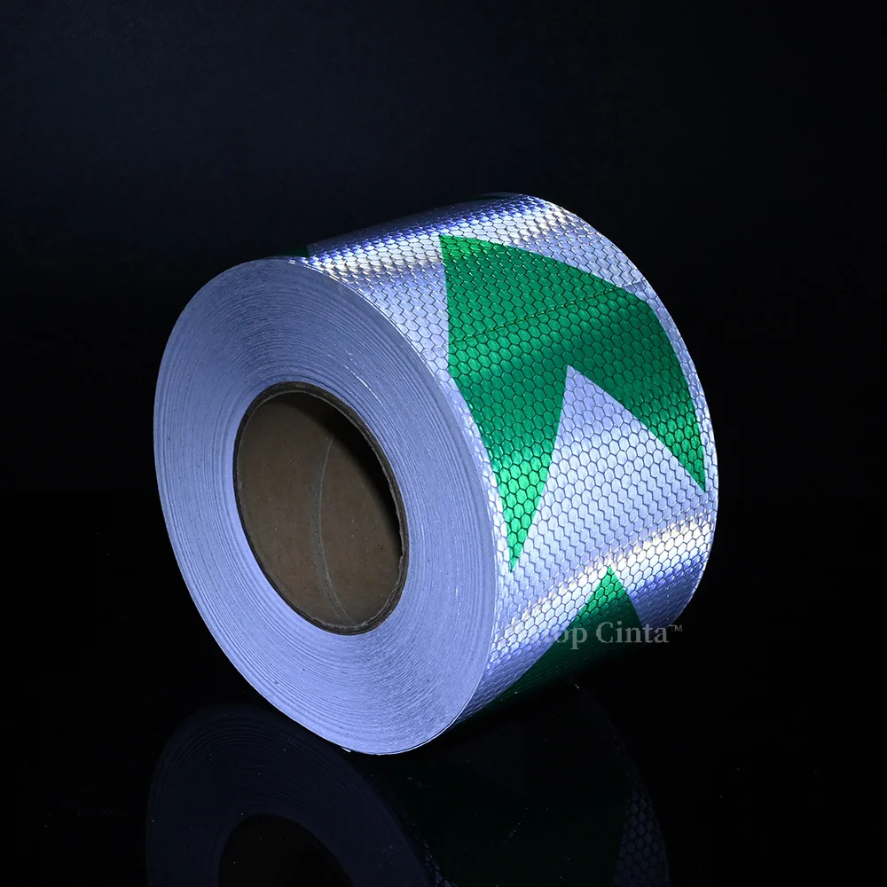 10CM*5M Arrow Car Reflective Stickers White-Green Tapes Waterproof Adhesive Safety Warning Reflectors Strip For Truck Motorcycle