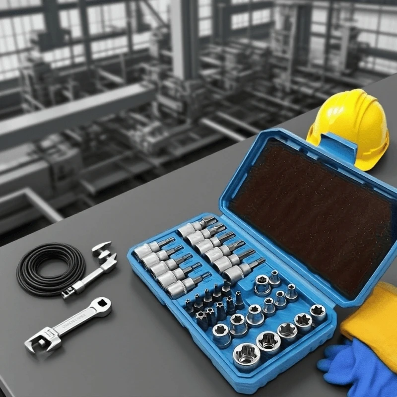 An engine maintenance tool for professional mechanical technicians! This 34-piece socket set includes E-type and hex bits, cover