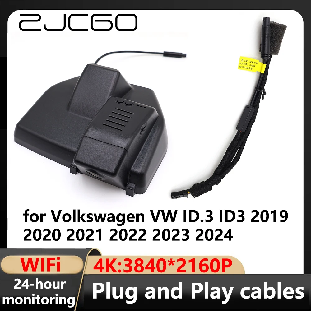 ZJCGO 4K Wifi 3840*2160 Car DVR Dash Cam Camera Video Recorder for Volkswagen VW ID.3 ID3 2019 2020 2021 2022 2023 2024