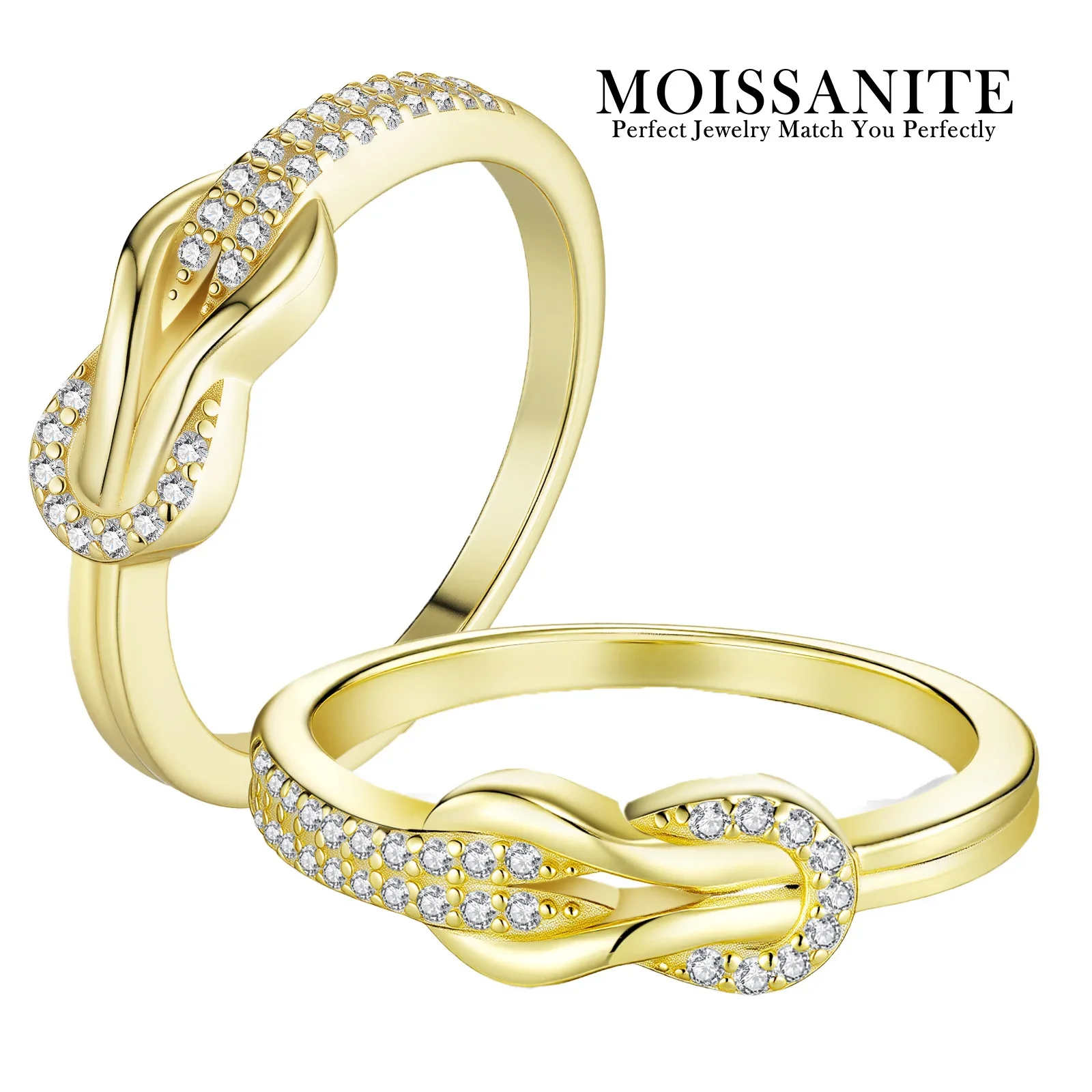 

0.155CTW Moissanite Snake Ring Gold Color 925 Sterling Silver Unique Design with Sparkling Moissanite Fashion Jewelry Gift