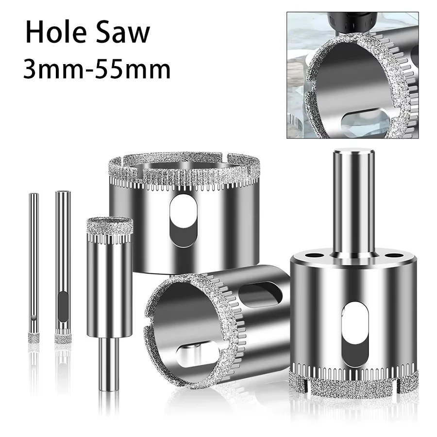 

3mm-55mm Diamond Drill Bit One Piece Steel Tile Wall Marble Hole Saw Electroplated Drill For Glass Ceramic Drilling Tool