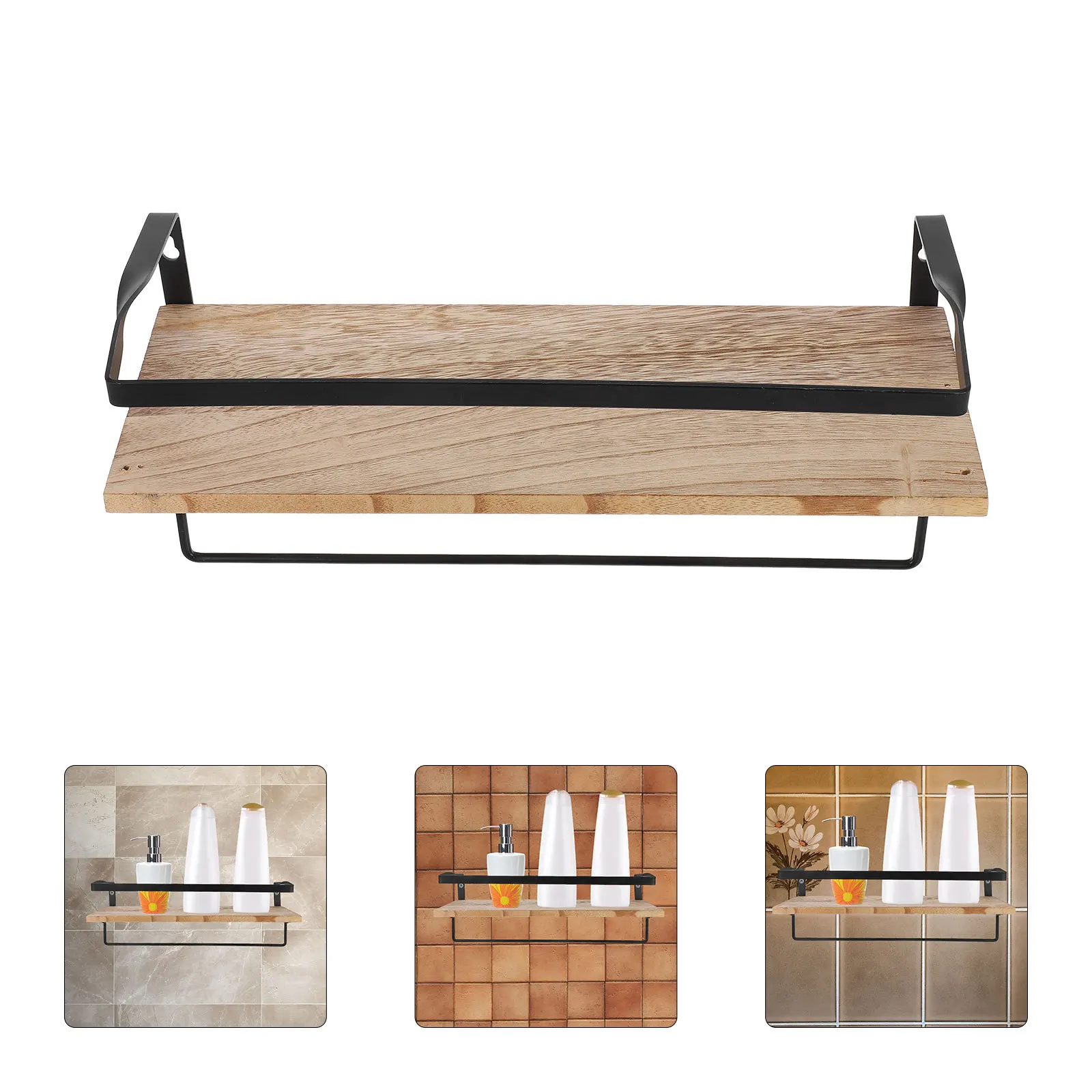 

1 set Double Layer Bathroom Shelf Wall Mounted Wood Floating Shelves For Towels Toiletries Storage Corner Wall Shelf Bathroom
