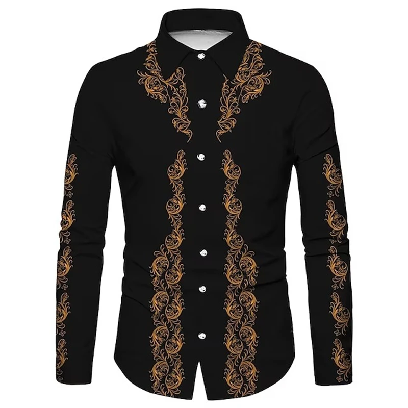 

Hot Sale 2026 New Fashion Flower Printed Men's Shirt Casual Plus Size Long Sleeve Shirts Male Slim Fit Mens Office Shirt S-5XL