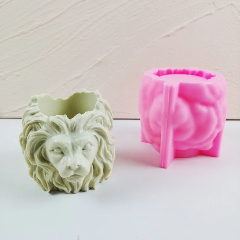 Lion-Head Flower Pot Silicone Mold Epoxy Resin Casting Succulent Pot Mould