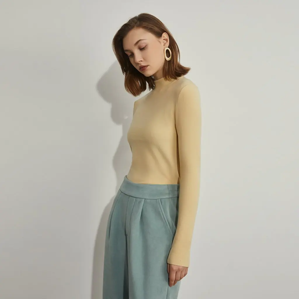 

Женская бархатная облегающая футболка с длинными рукавами в немецком стиле, полуводолазка, термоувещающая кожу рубашка на осень-зиму