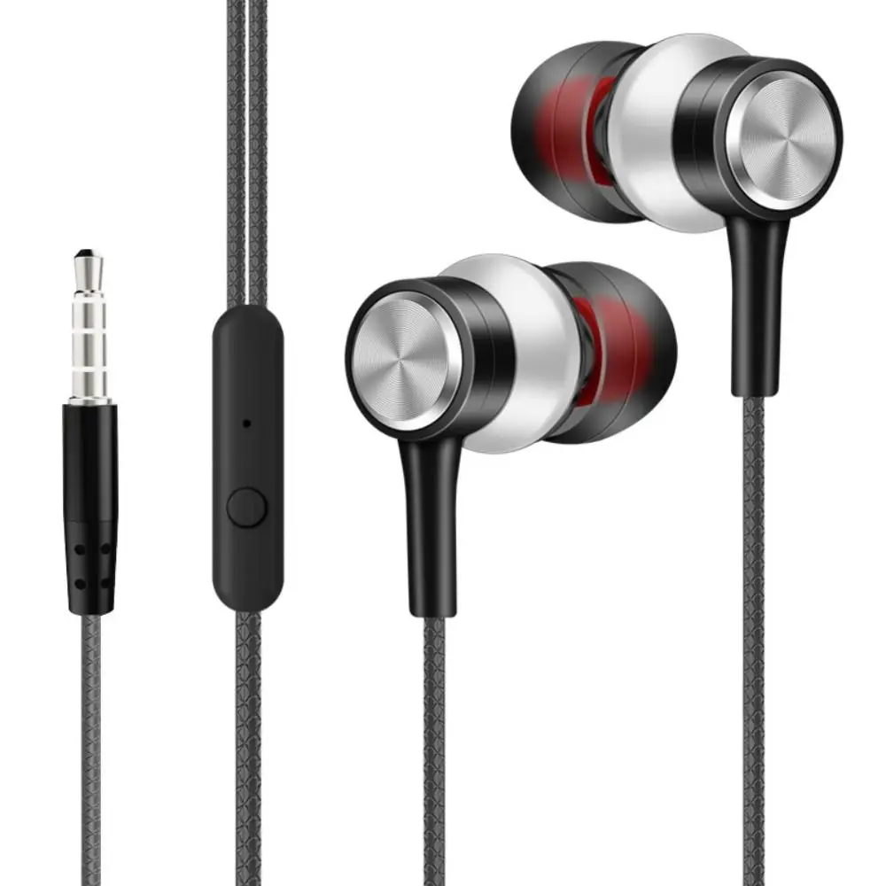 Portable 3.5mm In-ear Headphones Stereo in Ear Wired Headset Noise Canceling Deep Bass InEar Microphone