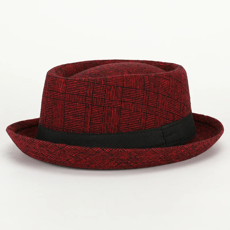 Hat New British French Plaid Foreign Style Men's Retro Top Hat Spring and Autumn Convex Top Fashion High-end Jazz Hat