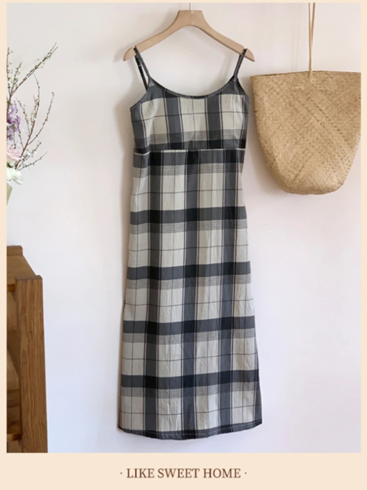 M-2XL حجم كبير المرأة بلا أكمام فستان طويل مع وسادة الصدر الكورية طباعة عالية الخصر Strappy ثوب النوم ملابس خاصة بيجامة فضفاضة