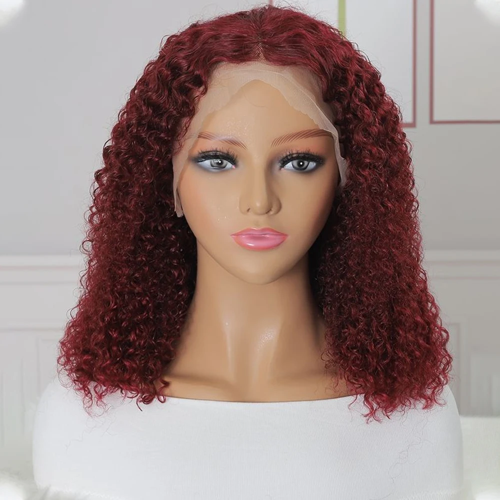 

99J Burgundy Deep Wave BoB Human Hair Wig 13x4 Lace Frontal Wigs Human Hair Curly Bob Wig Brazilian Hair Wig