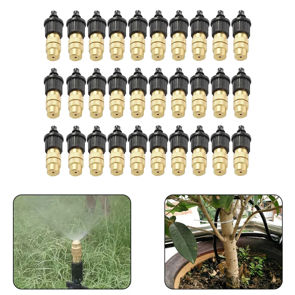 

30 Pcs Adjustable Misting Nozzles for Gardening Watering and Greenhouse Humidification with Brass Spray Connection