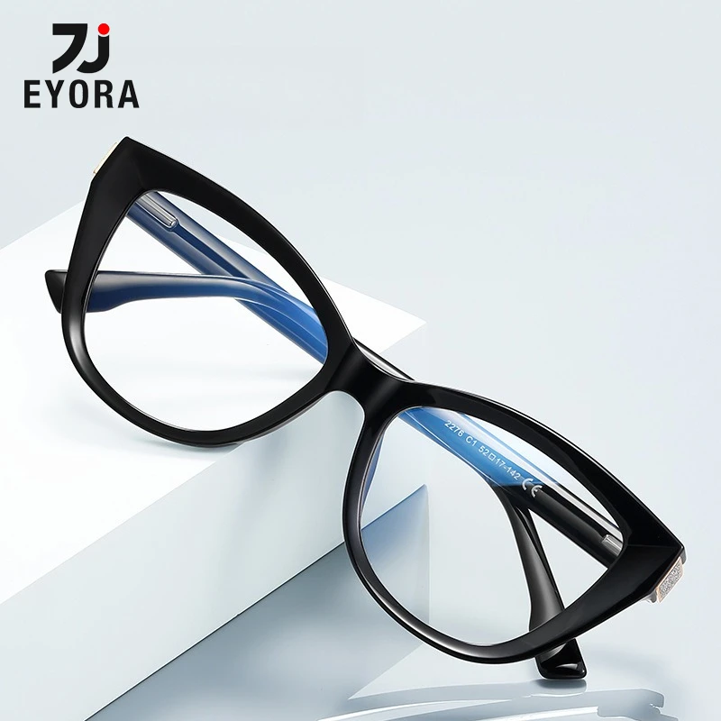 

EYORA Skinny Face Bling Glitter TR90 Reading Glasses Anti Blue Light Myopia and Hyperopia Photochromic Prescription Eyewear Lens