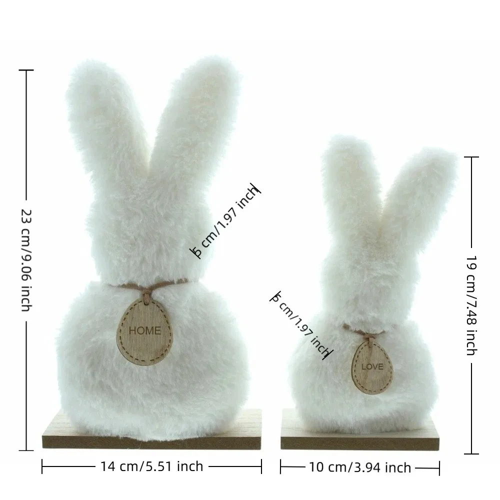 2PCS Cartoon Easter Bunny Ornaments Cute Standing Easter Desktop Ornament Soft Handmade Balcony Decorative Figurine Home Decor
