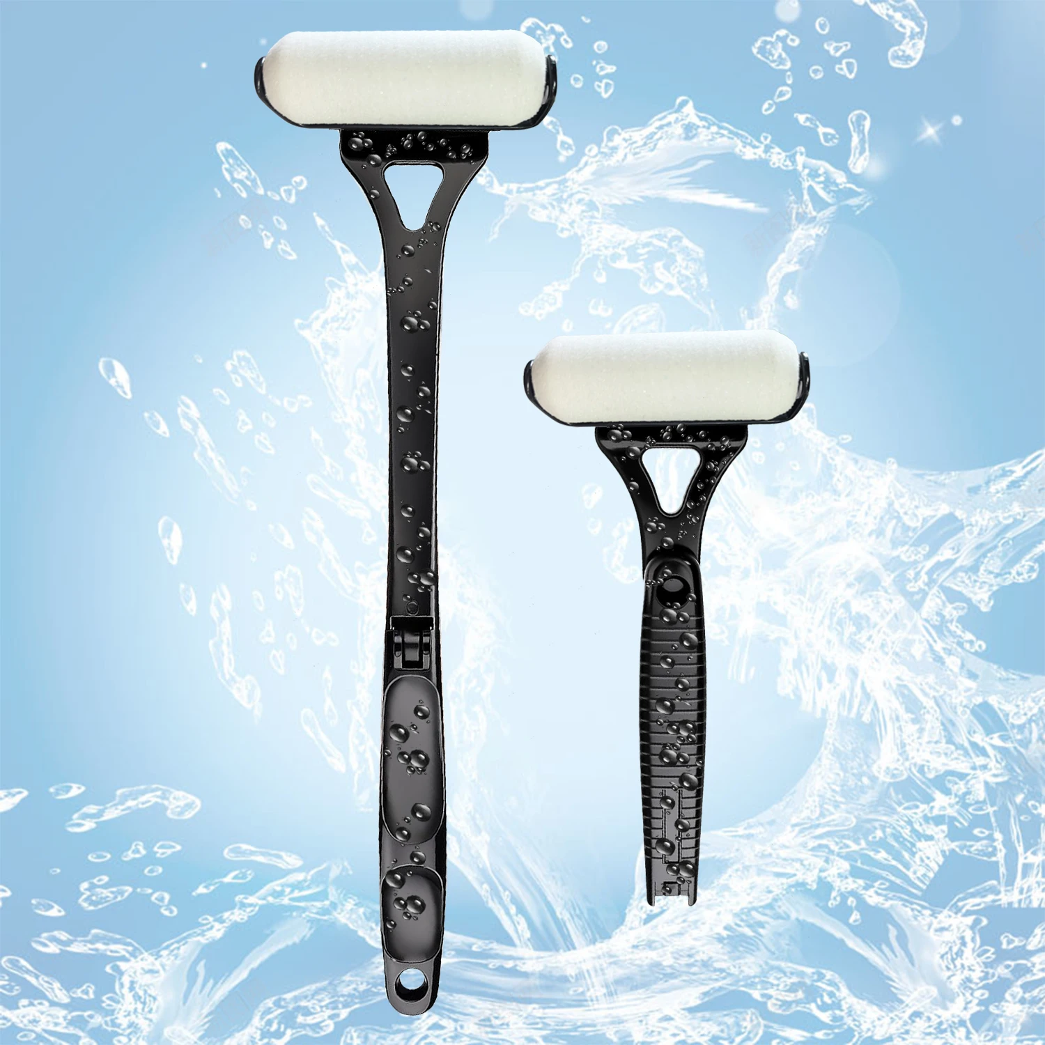 Portable Lotion Applicator Sunscreen Tanning Stick with Long Handle Foldable Back Applicator Replacement Heads