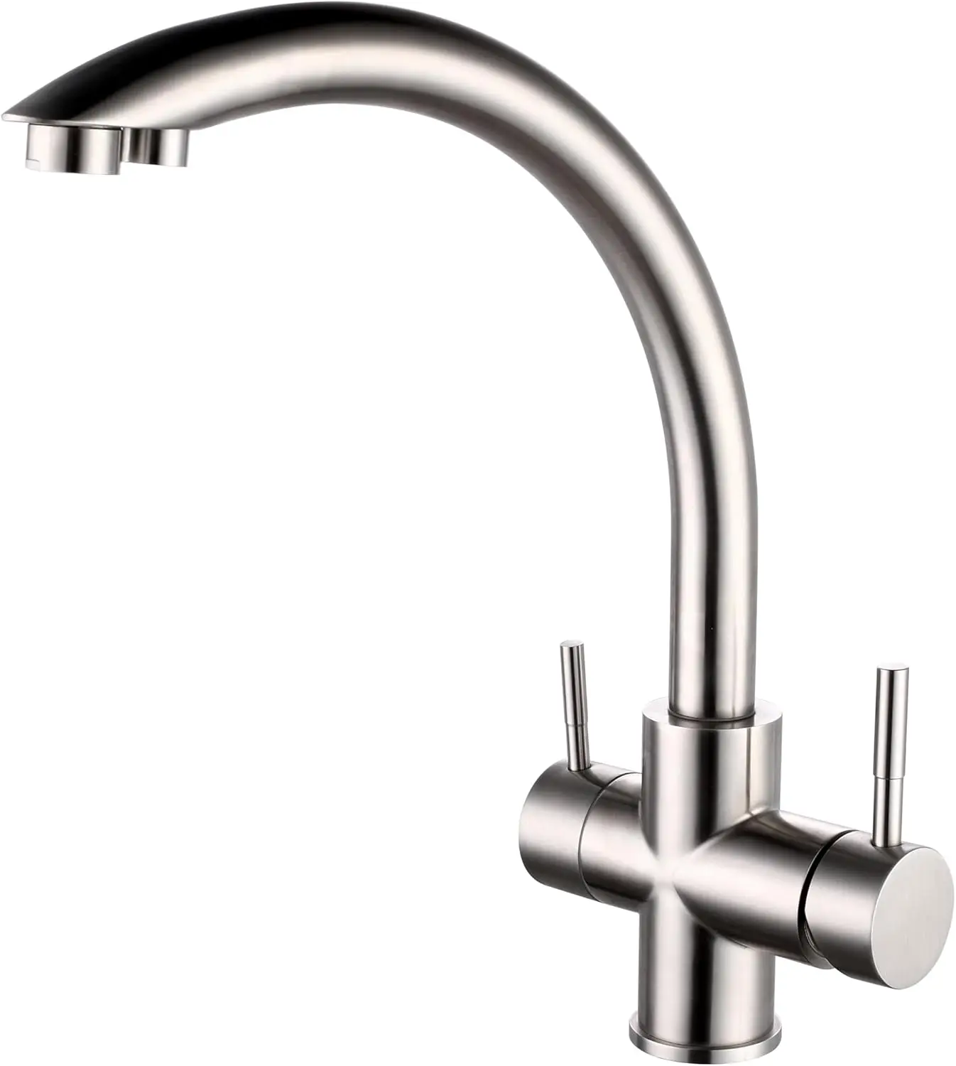 3 Way Kitchen Sink Faucet with Two Handles for Reverse Osmosis System, Stainless Steel Drinking Water Faucet