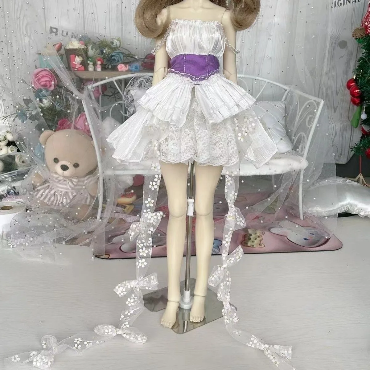 Clothes for doll 1/6 1/4 1/3 BJD dress bow tiara free shipping