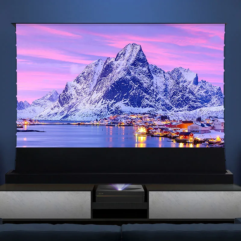 

Electric Floor Projector Screen 100" 120" 16:9 Electric Projection Screen UST Laser Screen