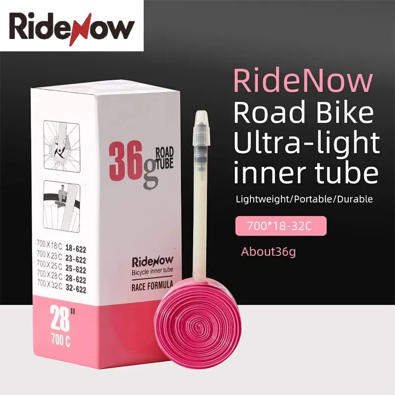 RideNow 36g Ultraleichter Fahrradschlauch 700 X18 32 Rennrad MTB Fahrrad TPU-Material Reifen 65mm Länge Französisches Ventil Superleicht