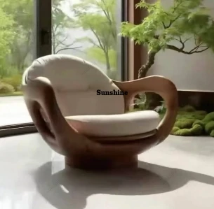 

Customizable Modern Unique Shaped Leisure Chair Minimalist Design Accent Chair Solid Wood Armchair for Home Hotel