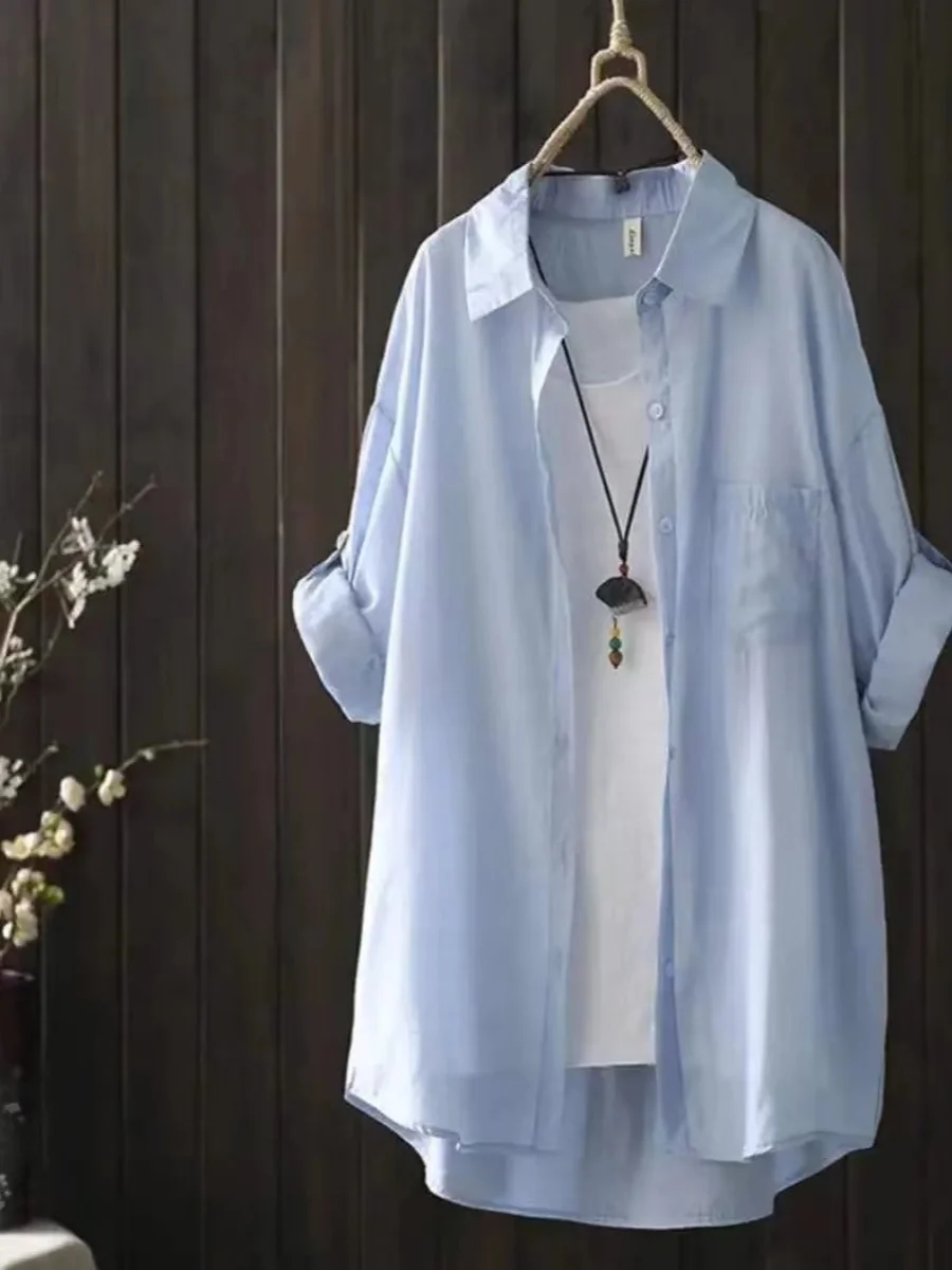 سترة نسائية رفيعة للغاية واقية من الشمس irt 2023 جديدة متوسطة الطول تشبه الحرير سترة كورية طويلة Sve فضفاضة تناسب