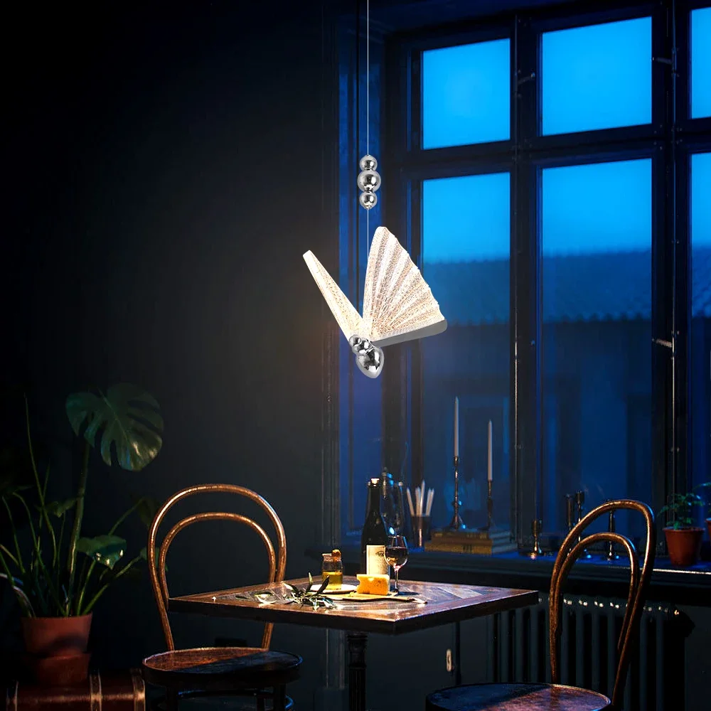 Nowoczesna lampa wisząca Led motyl wisząca lampa sufitowa żyrandol nocny salon jadalnia kuchnia wyspa Decor oprawa