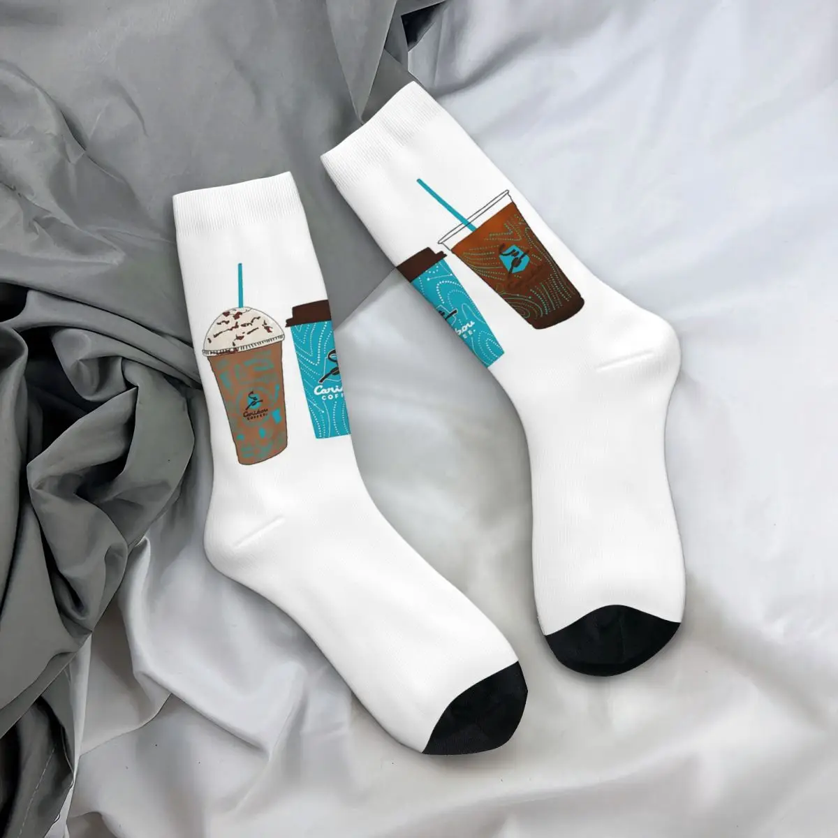 캐리부 커피 컵 양말 하라주쿠 슈퍼 소프트 스타킹 올 시즌 롱 양말 남성용 여성용 크리스마스 선물용 액세서리