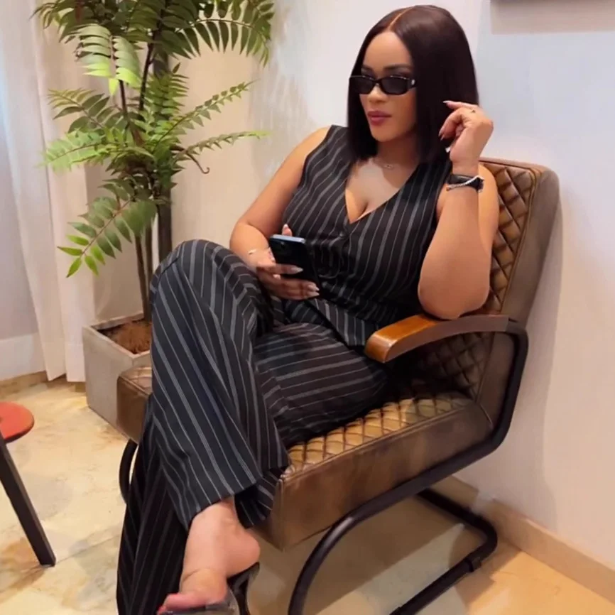 

Pant Set Women Two Piece Sets V Neck Sleeveless Striped Vests Wide Leg Long Pants High Waist Y2k Streetwear Work Casual 2025