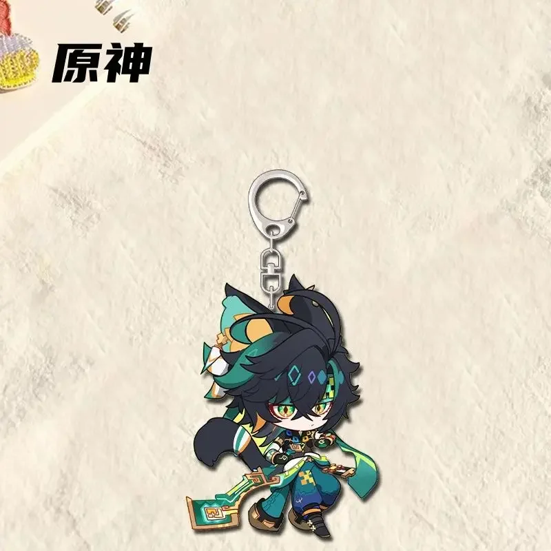 Game Genshin Impact Kinich Keychain Man Key Chain Women Accessories Cute Bag Pendant Key Ring Acrylic Cartoon Friends Gifts