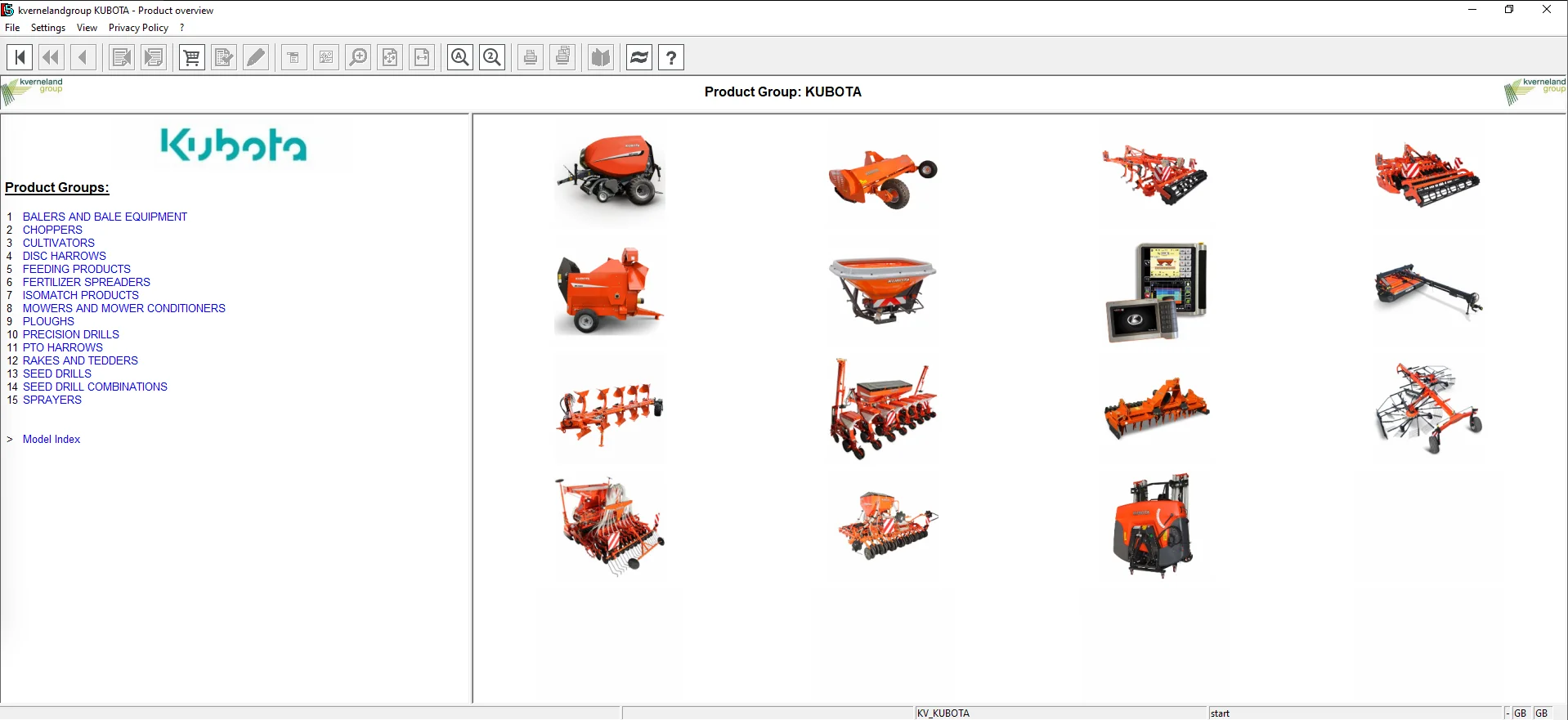 Kverneland KUBOTA Agricultural Equipments Electronic Parts Catalog DVD