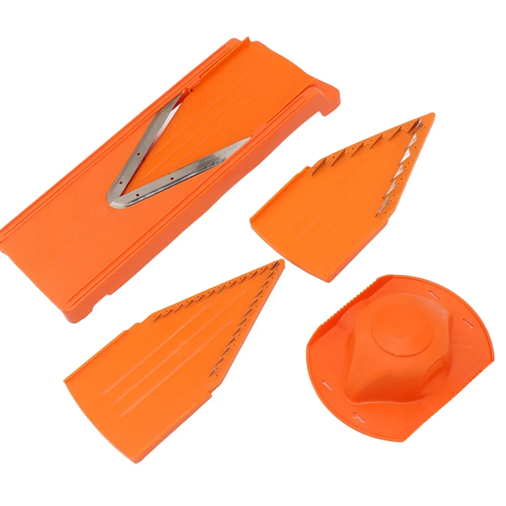 ABS Mandoline Cutter Stainless Steel Blade with Hand Guard Vegetable Slicer V Blade Design Orange Manual Vegetable Cutter
