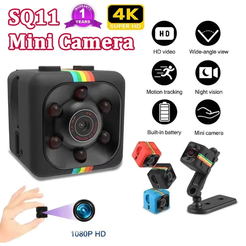 SQ11 Mini 1080P HD IP Camera 30fps Sports DV Camcorder - Outdoor Indoor Security Surveillance with Night Vision Video Recorder