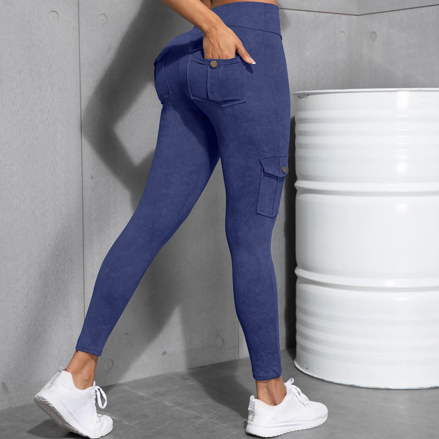 Leggings deportivos Cargo de cintura alta con bolsillo Tie-Dye para mujer, pantalones de Yoga elásticos para Fitness, pantalones largos ajustados para ciclismo