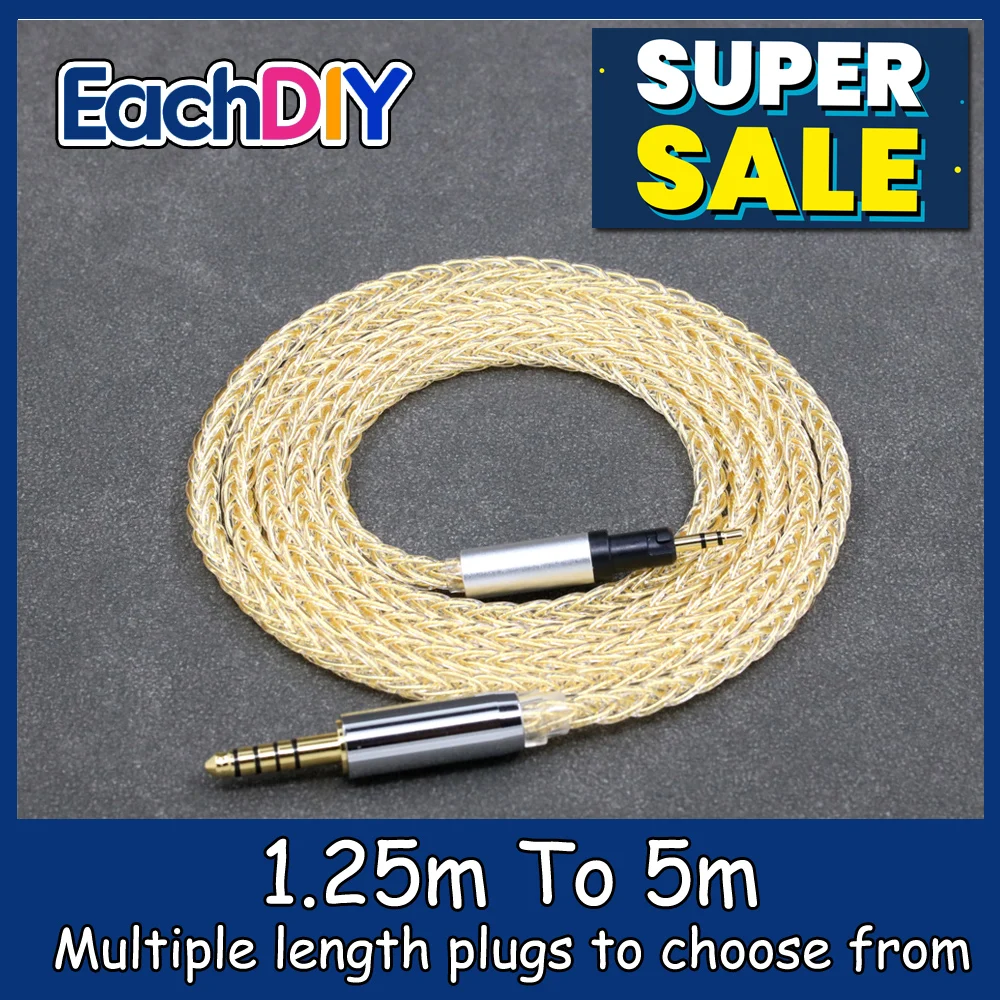 

8 Core 99% 7n Pure Silver 24k Gold Plated Earphone Cable For Austrian Audio Hi-X15 Hi-X65 Hi-X50 X55 Headphone LN008793