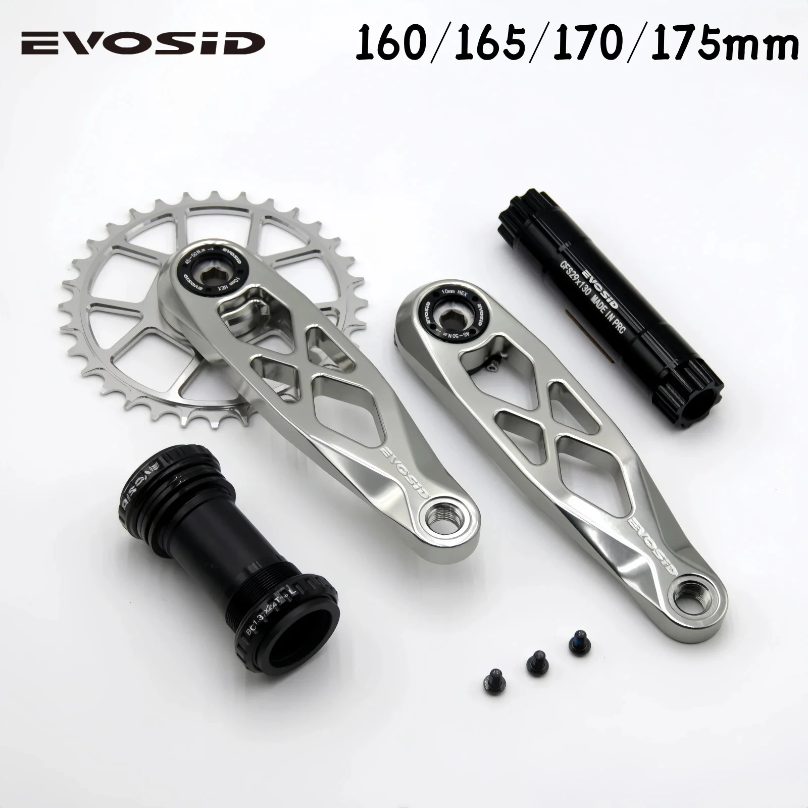 EVOSID MTB Bike Crankset 160/165/170/175mm Downhill Mountain Bicycle Crank Chainring 32T 38T MTB Bike Crank 11/12S For Enduro AM