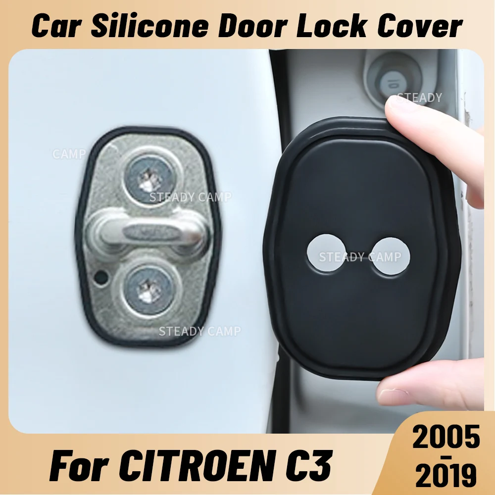 For CITROEN C3 2005-2019 Car Door Shock Absorber Door Lock Protector Silicone Auto Door Lock Latches Cover Accessories