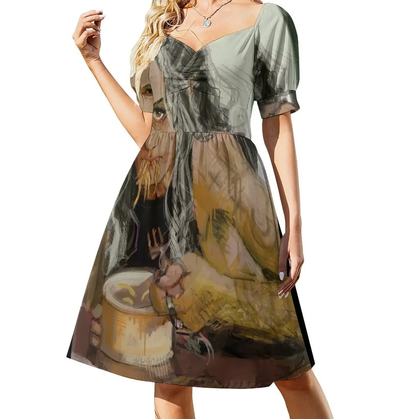

eating ramen with nana Short-Sleeved Dress Women long dress Dresses for wedding party Dress