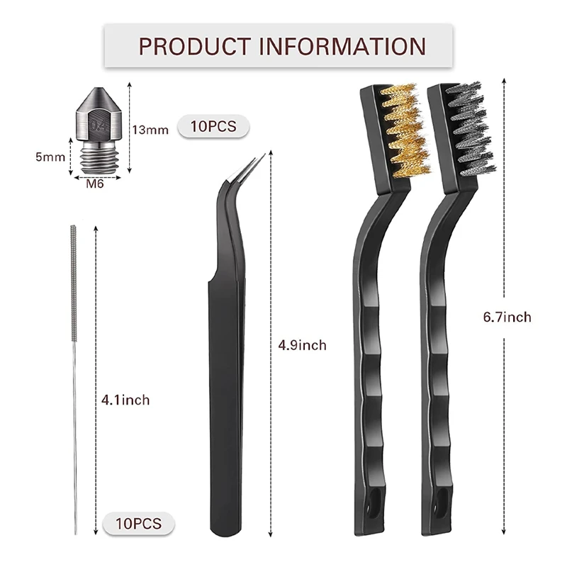 อุปกรณ์เสริมเครื่องพิมพ์3D จุกนมหนูอุปกรณ์ทำความสะอาดกล้องหัวฉีด MK8เหล็กแข็งสำหรับ MakerBot creality CR-10 ender 3 Series