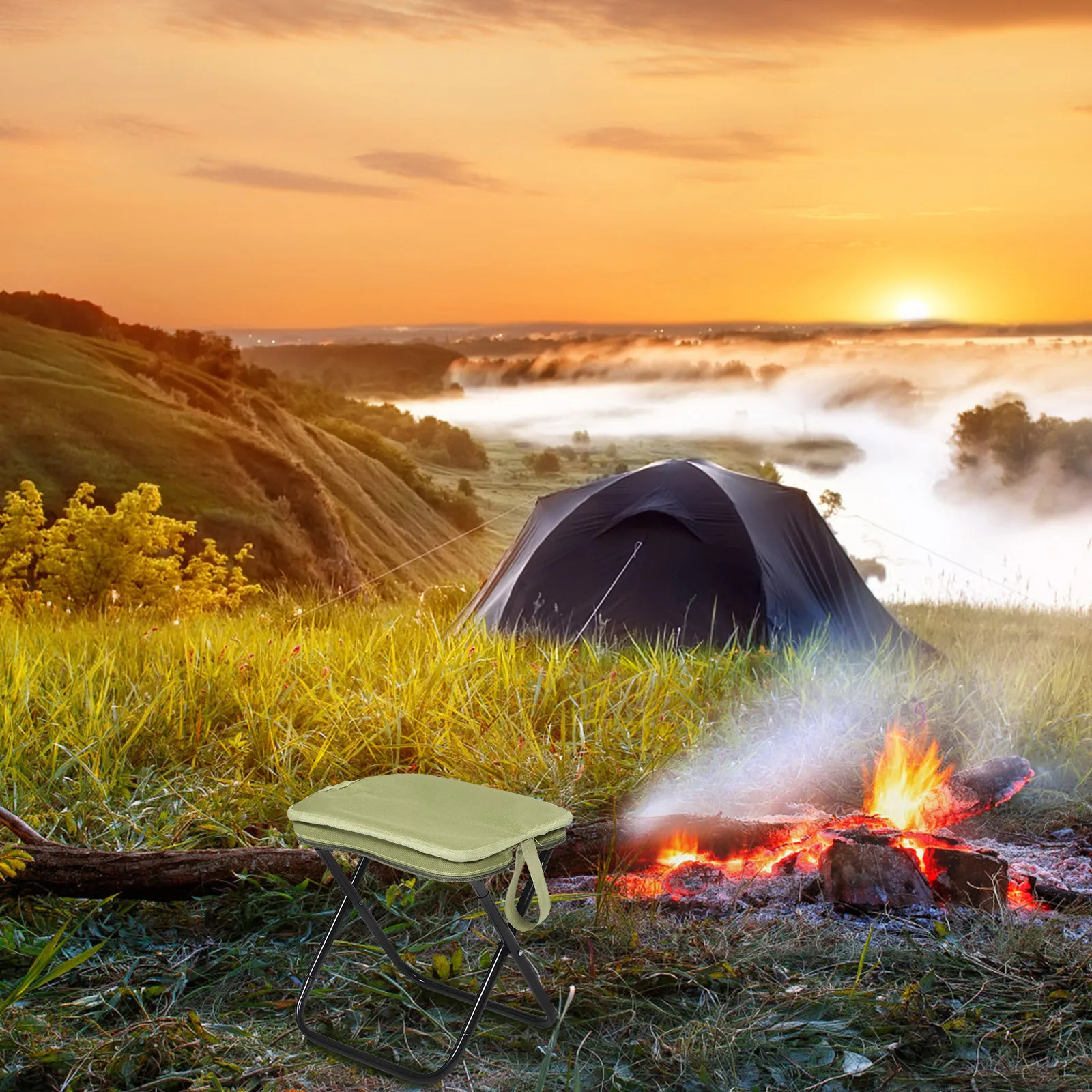 

Mini Portable Folding Stool Carbon Steel Oxford Fabric Lightweight Outdoor Chair Camping Fishing Hiking Folding Travel