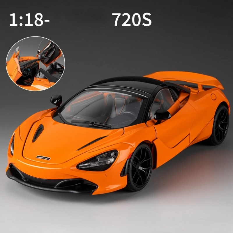 

1:18 720S Sports Model Alloy Diecast Metal Racing Car Vehicles Model Simulation Sound Light Collection Toy Gift