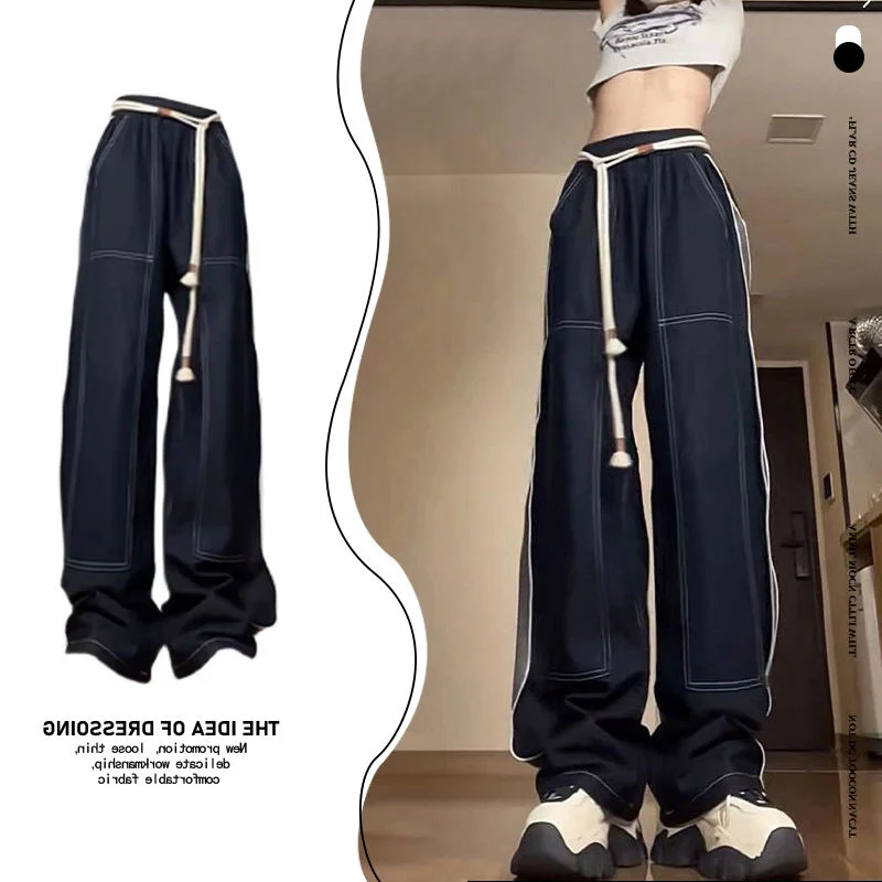 

Женские брюки прямого кроя больших размеров в американском повседневном стиле, универсальные свободные брюки для полных девушек, весна-осень