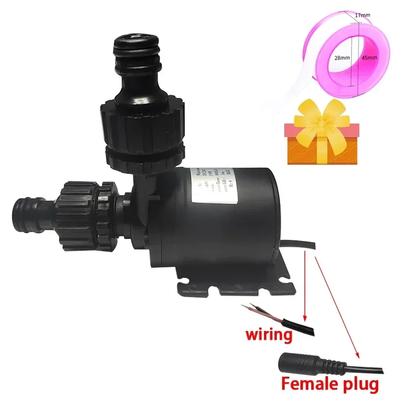 Water Pump DC 24V 12V High Pressure Ultra Quiet Solar Lift 5M 800L/H Brushless Motor Submersible Water Pumps Quick Break Joint