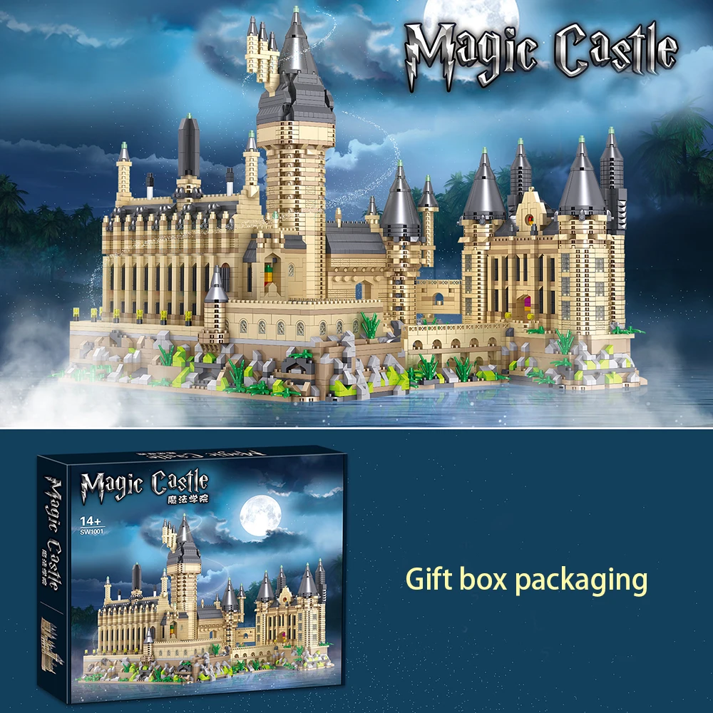 3D Model DIY Brick Magic Castle Building Block Home Decoration Assembly Puzzle Toy for Children Creative Birthday Holiday Gift