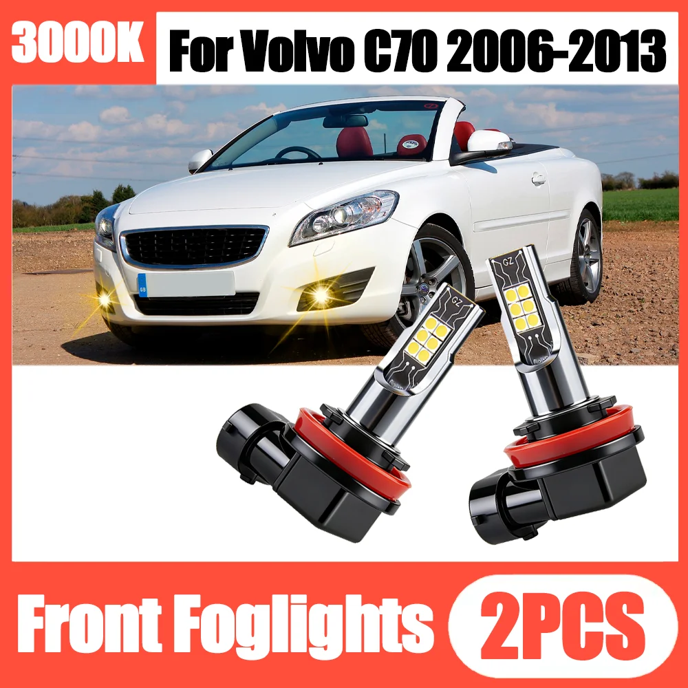 

2PCS High Power 3000K Warm Yellow Lights LED Car Fog Light Bulbs Canbus No error 90W 12V Plug and Play For Volvo C70 2006-2013