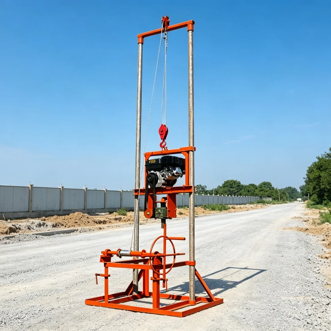 Foreuse de puits d'eau sur portique compacte personnalisée, machine de forage de puits en extérieur pour l'approvisionnement en eau des foyers ruraux