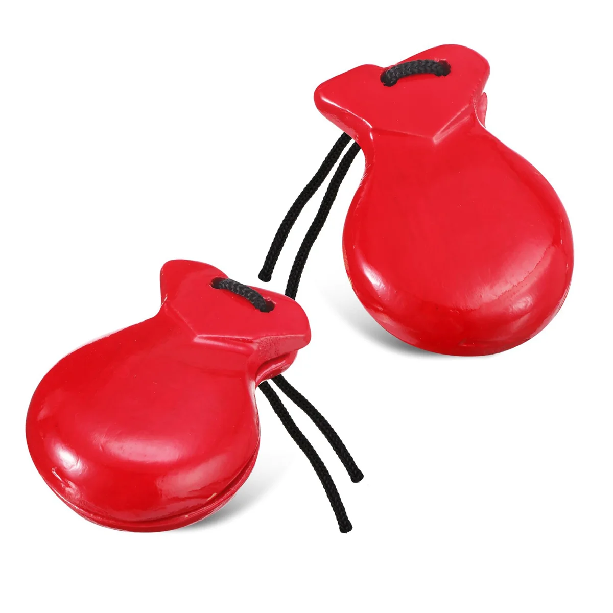 

1 Pair Spanish Castanets Flamenco Castanets with String Traditional Wood Hand Percussion Castanets(Red)