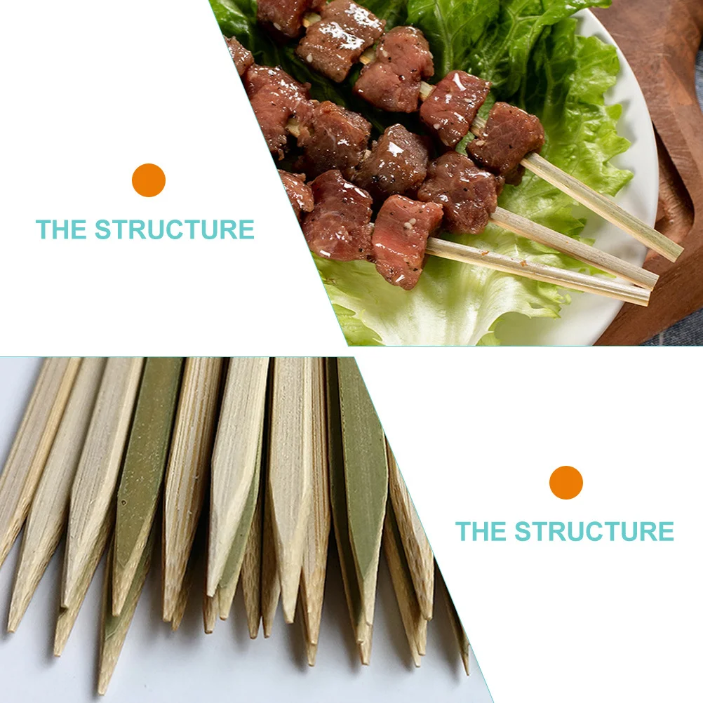 

100pcs Skewers For Kabobs Sticks Grilling Skewers Bamboo Fondue Kabob Kebabs Crafting Safe Smooth Kitchen Tools