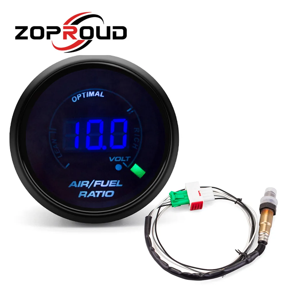 

Цифровой датчик соотношения воздух-топливо (AFR) 2,52 дюйма (52 мм) с узкополосным датчиком кислорода O2, тонированным стеклом, для автомобилей 12В