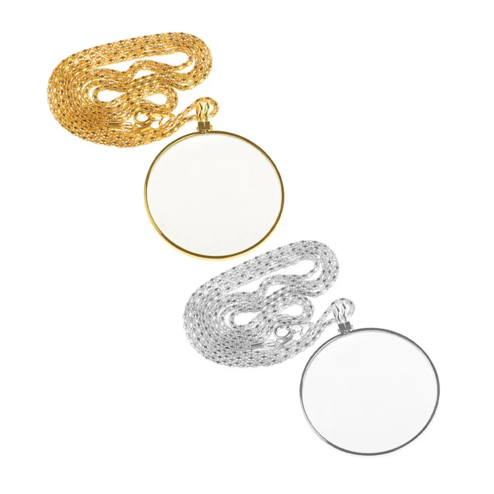 2Pcs Magnifier Necklace Zinc Alloy 5X High Definition Hanging Glass for Reading Jewelry Making Outdoor Use Portable